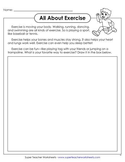 New All About Exercise Drawing Activity Worksheet