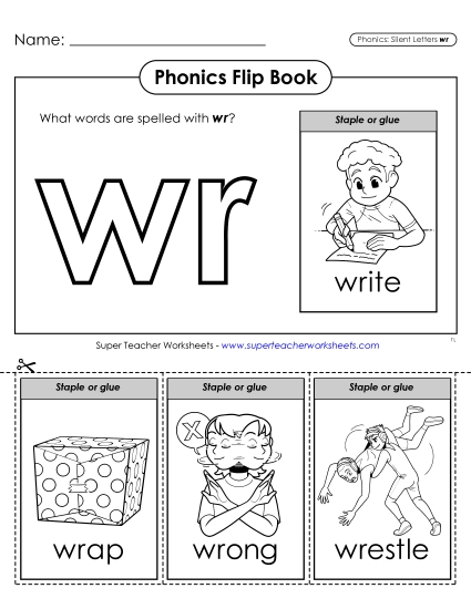 New Phonics Flip Book: Wr- Words Worksheet New Phonics Flip Book: Wr- Words Worksheet