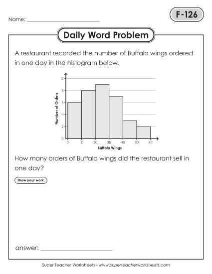 New Daily Word Problems<BR>F-126 through F-130 Worksheet New Daily Word Problems<BR>F-126 through F-130 Worksheet