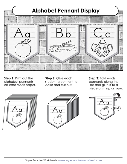 Pennant Display: Coloring Alphabet Worksheet