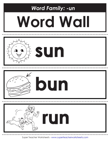 New Word Wall: -un Words Worksheet New Word Wall: -un Words Worksheet