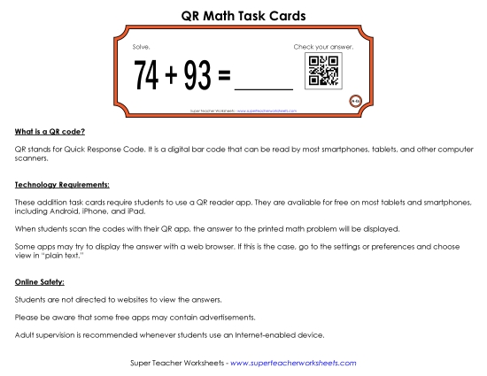 Preview image for QR Code Task Cards (2-Digit)