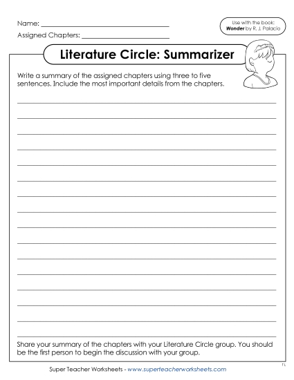 New Literature Circle: Summarizer Worksheet