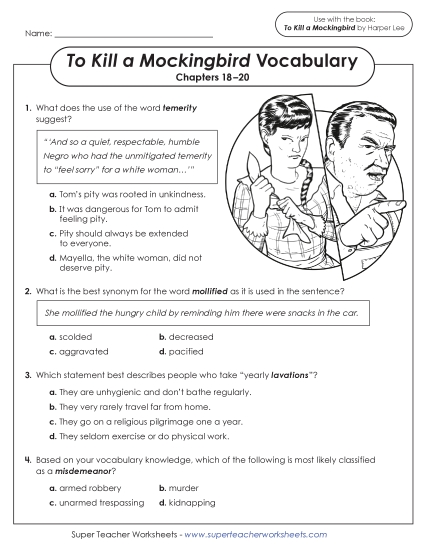 New Vocabulary Questions for Chapters 18–20 Worksheet