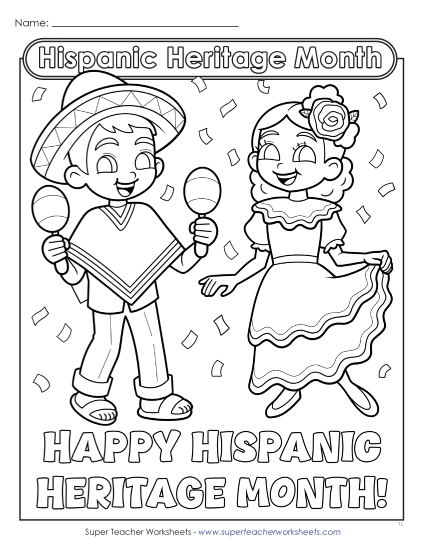 New Happy Hispanic Heritage Month Coloring Page Worksheet