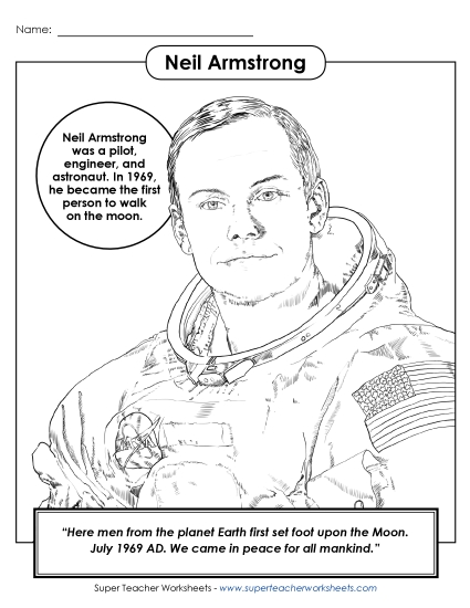 Neil Armstrong Free Space Worksheet