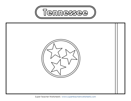 Tennessee Flag Coloring Page States Individual Worksheet