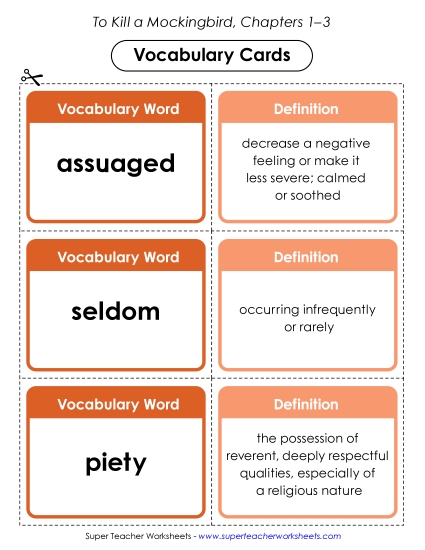 New Vocabulary Cards: Chapters 1–3 Worksheet New Vocabulary Cards: Chapters 1–3 Worksheet