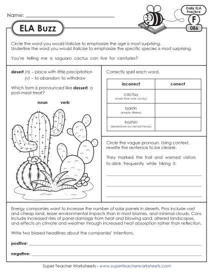 New 6th Grade ELA Buzz: Week 18<br>Worksheets 86 through 90 Worksheet New 6th Grade ELA Buzz: Week 18<br>Worksheets 86 through 90 Worksheet