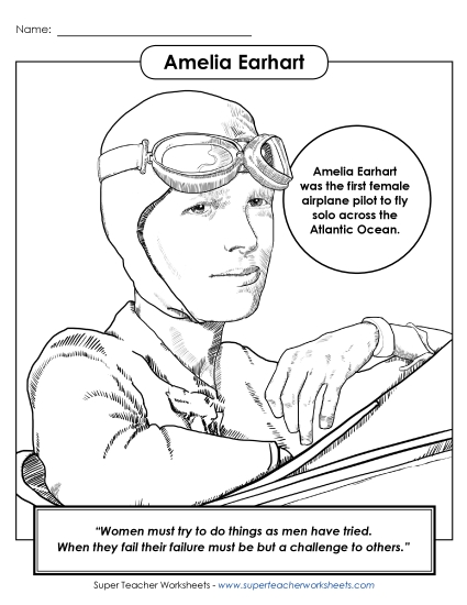 Amelia Earhart Womens History Worksheet