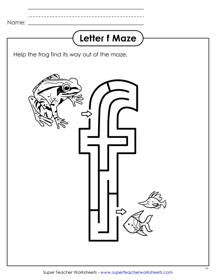 New Lowercase Letter f Maze Worksheet