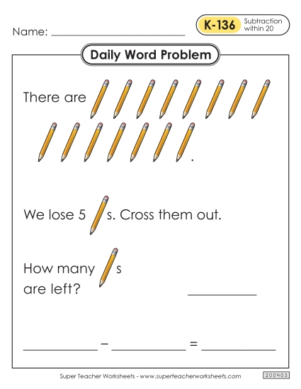 Daily Word Problems  K-136 through K-140 Worksheet