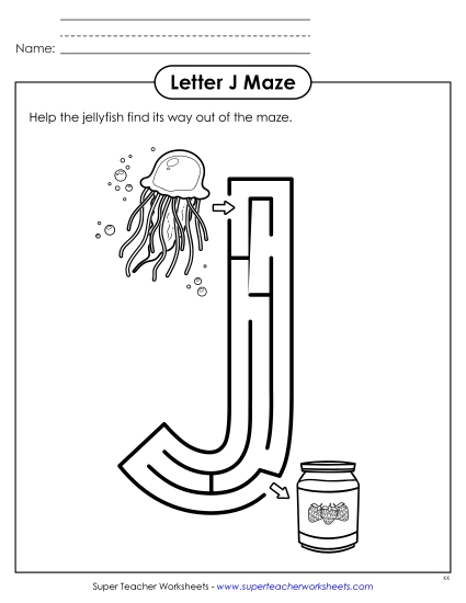 aUppercase Letter J Maze