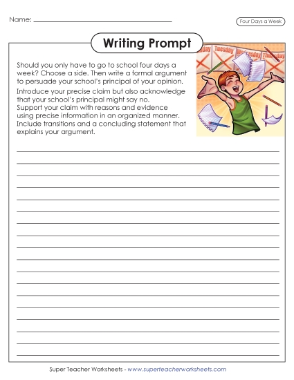 New Four-Day School Week Worksheet New Four-Day School Week Worksheet