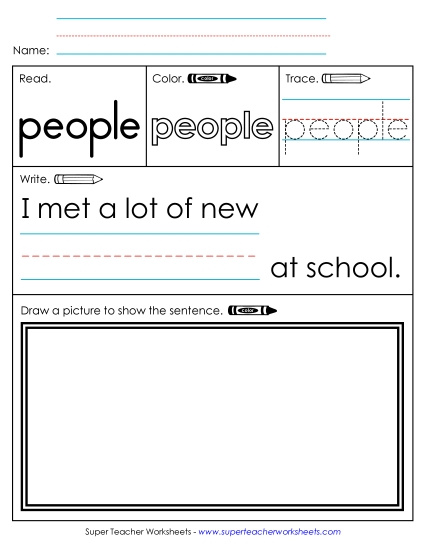 Worksheet 3: People Sight Words Individual Worksheet
