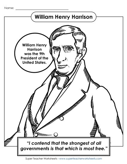 Preview image for President #9: William Henry Harrison Coloring Page
