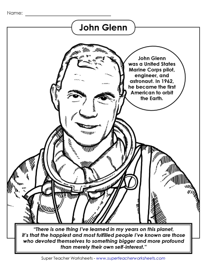 John Glenn  Space Worksheet