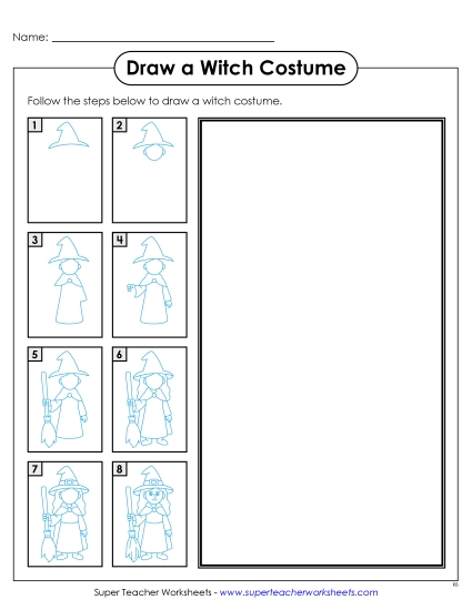 New Draw a Witch Trick-or-Treater Worksheet