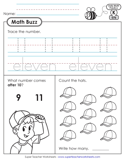 New Kindergarten Math Buzz: Week 16<br>Worksheets 76 through 80 Worksheet