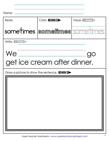 Worksheet 3: Sometimes Sight Words Individual Worksheet