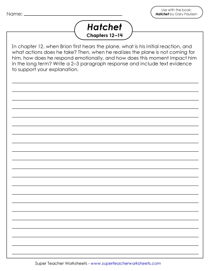 New Writing Prompt: Brian's Response to the Plane Worksheet