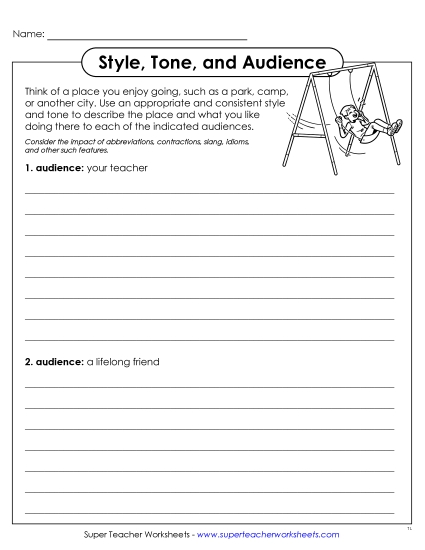 New Writing to Different Audiences: Teacher vs. Friend Worksheet