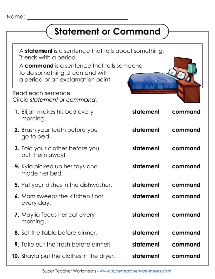 New Statement or Command?  Worksheet