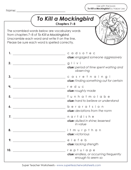 New Vocabulary Activity For Chapters 7–8<br>Word Scramble Worksheet