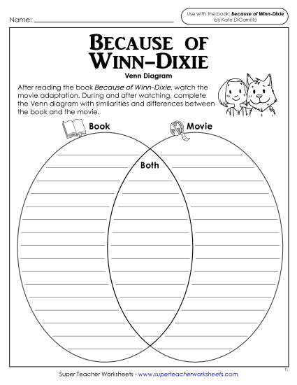 New Because of Winn-Dixie Venn Diagram Worksheet