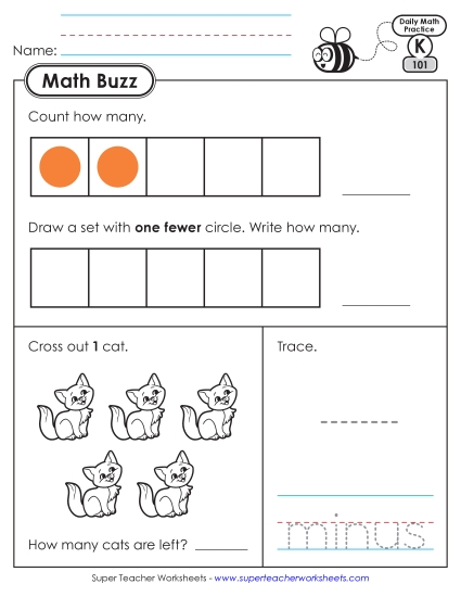 New Kindergarten Math Buzz: Week 21<br>Worksheets 101 through 105 Worksheet New Kindergarten Math Buzz: Week 21<br>Worksheets 101 through 105 Worksheet