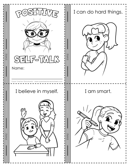 New Positive Self-Talk Mini Book Worksheet
