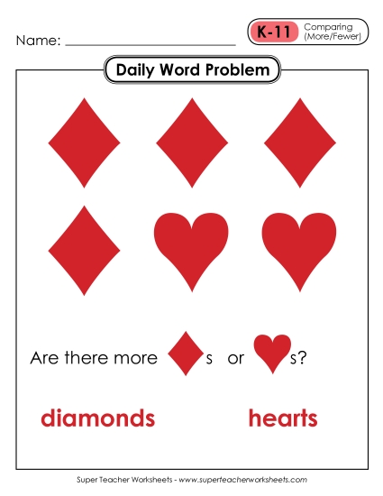 Daily Word Problems K-11 through K-15 Worksheet