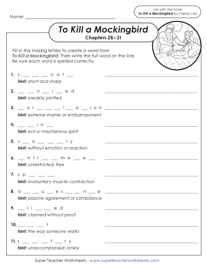 New Vocabulary Activity (Chapters 28–31) Worksheet