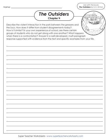New Chapter 4 Writing Prompt: <br>Greasers & Socs Violent Interaction Worksheet New Chapter 4 Writing Prompt: <br>Greasers & Socs Violent Interaction Worksheet