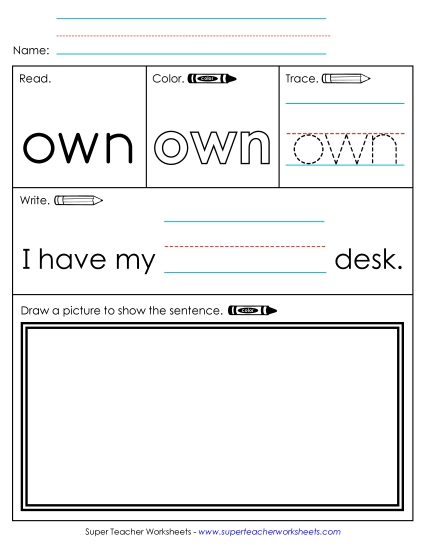 Worksheet 3: Own Sight Words Individual Worksheet