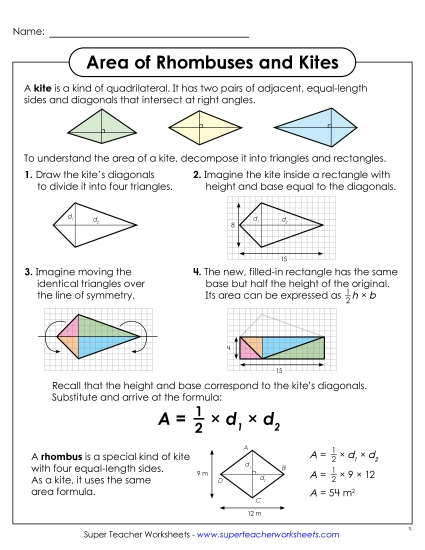New Area of Kites and Rhombuses Anchor Chart Worksheet