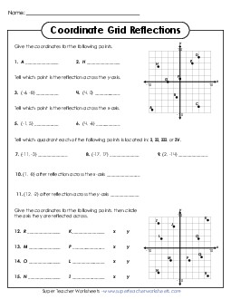 New Identifying Reflected Ordered Pairs Worksheet