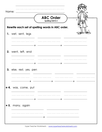 ABC Order - Word Sets (B-2) Spelling B Worksheet