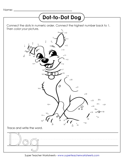 New Count to 50 & Write: Dog Worksheet