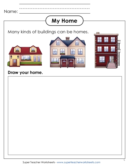 New Drawing My Home Worksheet