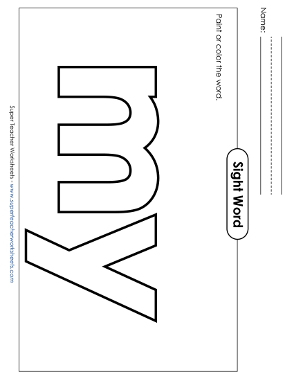 Paint or Color: My Sight Words Individual Worksheet