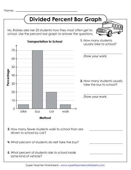 aDivided Percent Bar Graph & Questions:<br> Transportation
