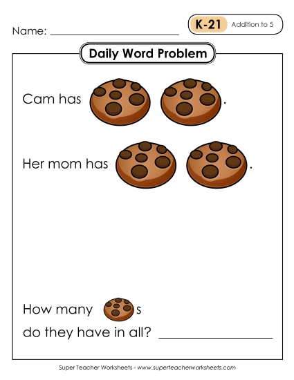 Daily Word Problems K-21 through K-25 Worksheet