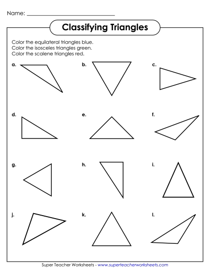Classify and Color Triangles Worksheet