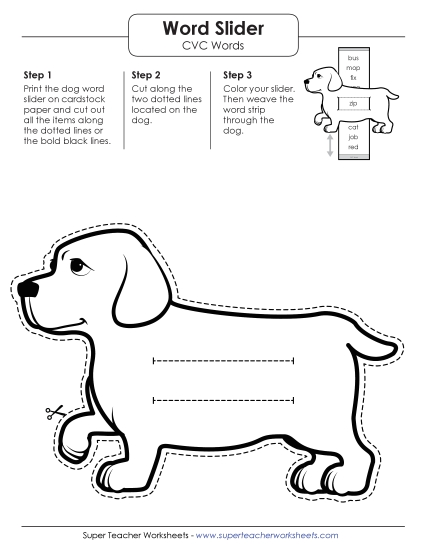 New CVC Word Slider Worksheet