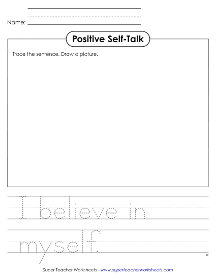New Draw & Trace:<br>"I believe in myself." Worksheet