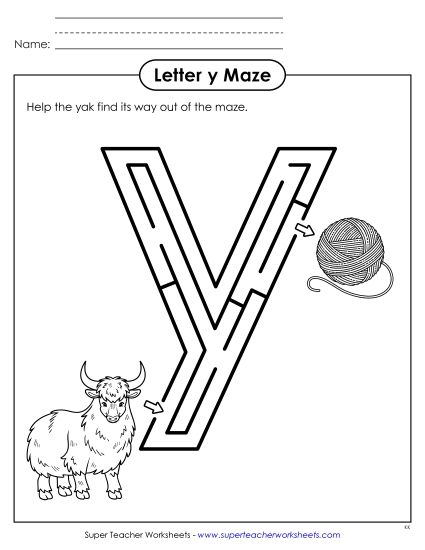 aLowercase Letter y Maze