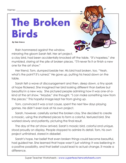 New The Broken Birds (Hope) Worksheet