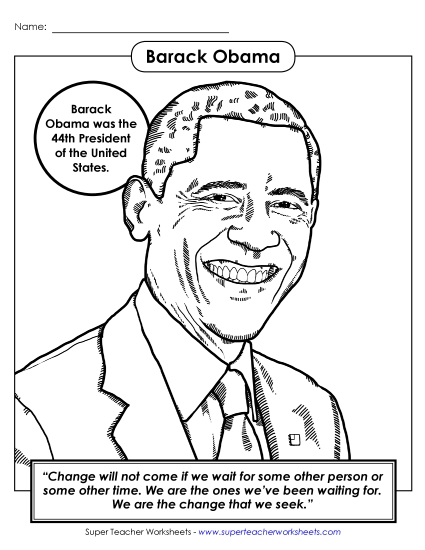 Barack Obama  Presidents Worksheet