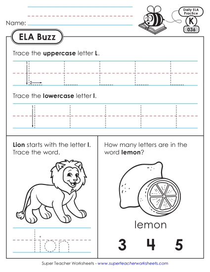New Kindergarten ELA Buzz: Week 8<br>Worksheets 36 through 40 Worksheet